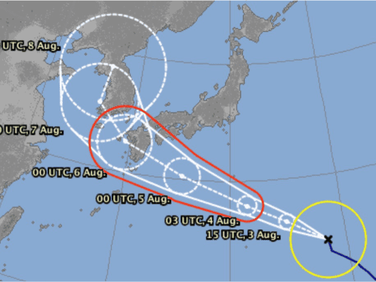A map showing the typhoon progress