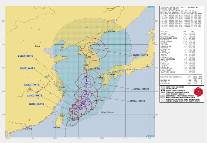 Path of Bavi, a medium-strength tropical storm